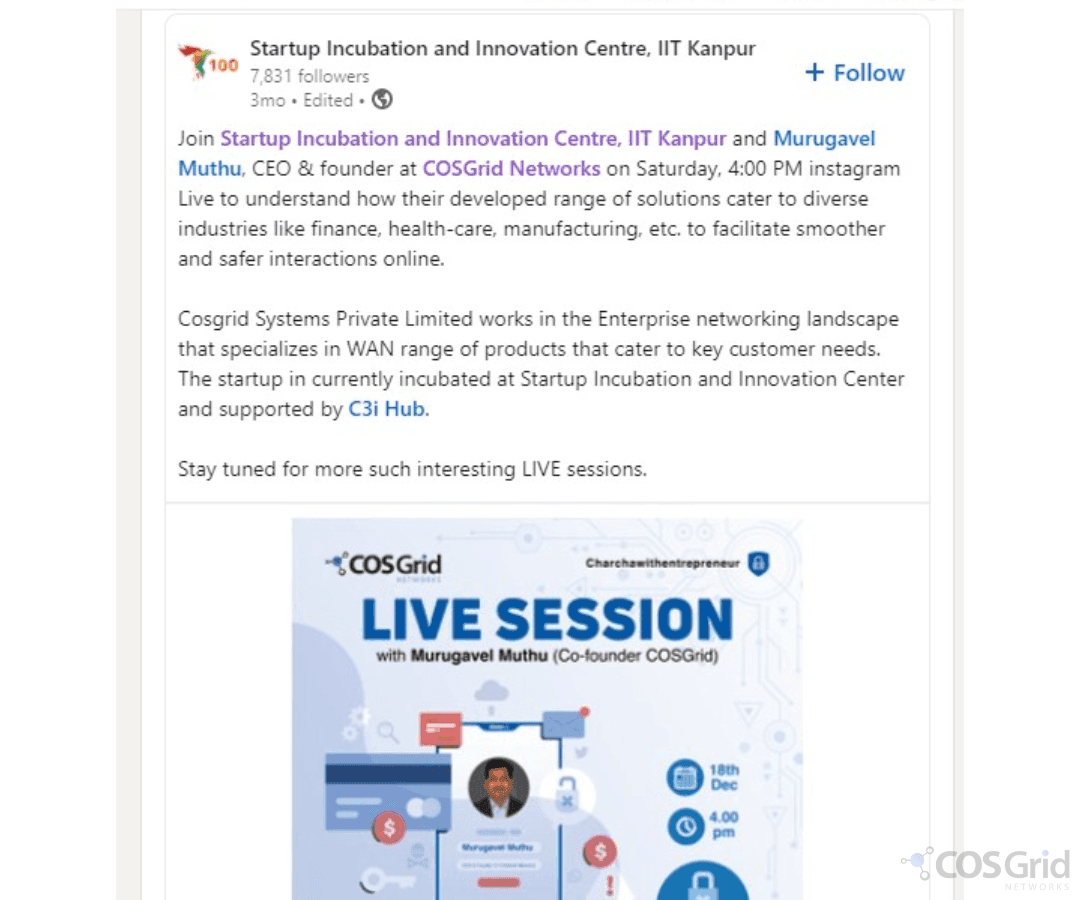 Instagram Live session with SIIC, IIT Kanpur